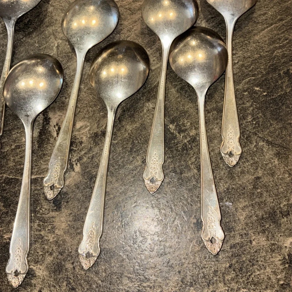 Set Of 10  Silver Plate Prestige Soup Spoons 1951 Silverware Flatware